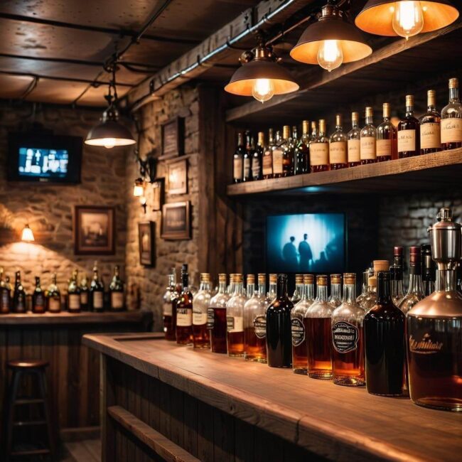 Bar z ekspressem do kawy w piwnicy