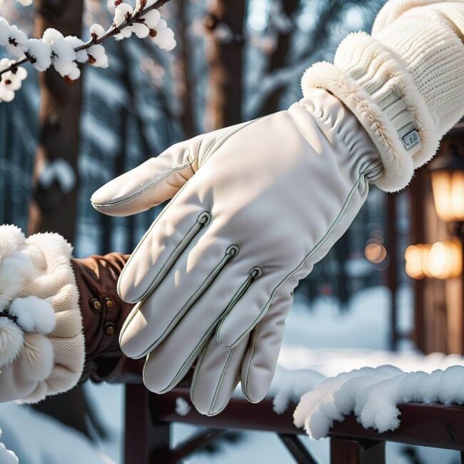 Białe rękawiczki zimowe wodoodporne