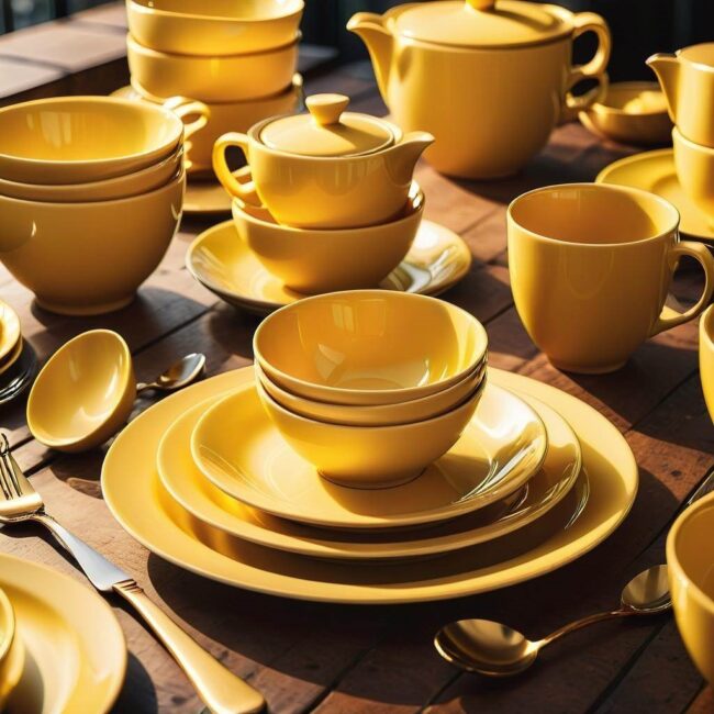 Designerska zastawa stołowa żółta