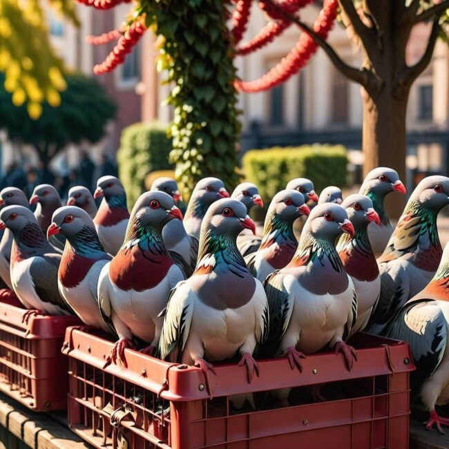 Działki hodowli czerwonych gołębi pocztowych