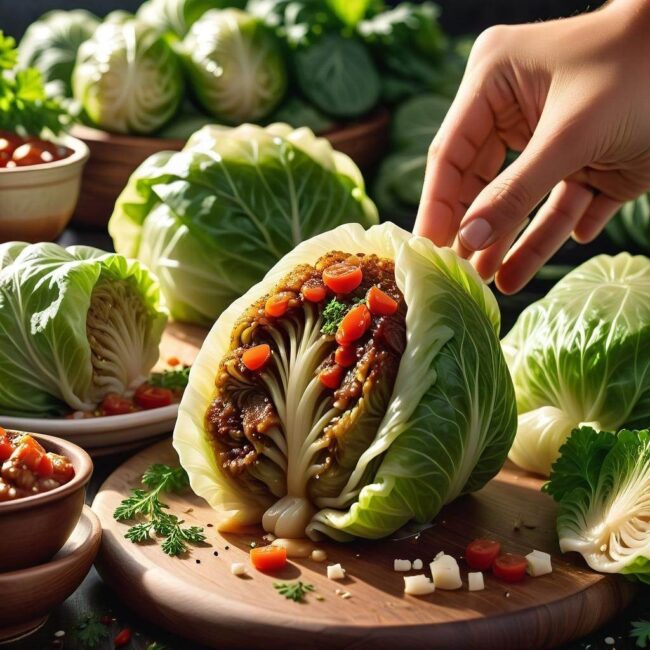 Gotowanie gołąbków z dodatkiem warzyw