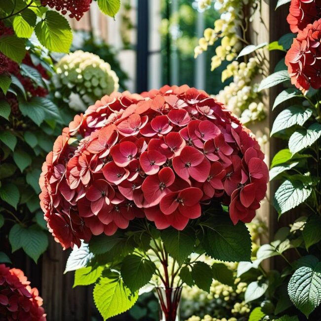 Hortensja bukietowa czerwona odcień