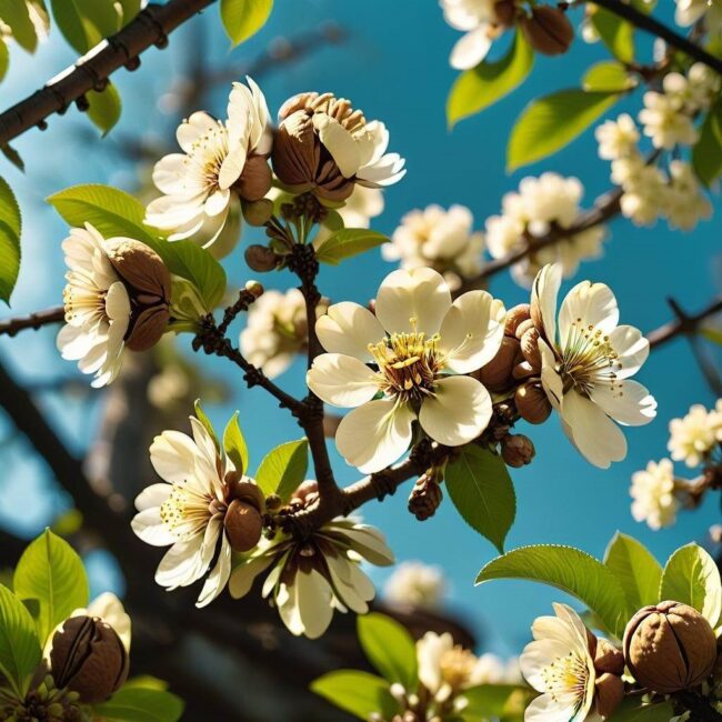 Kwitnienie orzecha włoskiego wiosną