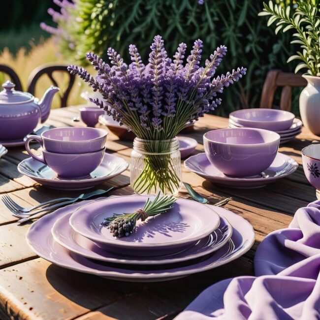 Lawendowa zastawa obiadowa