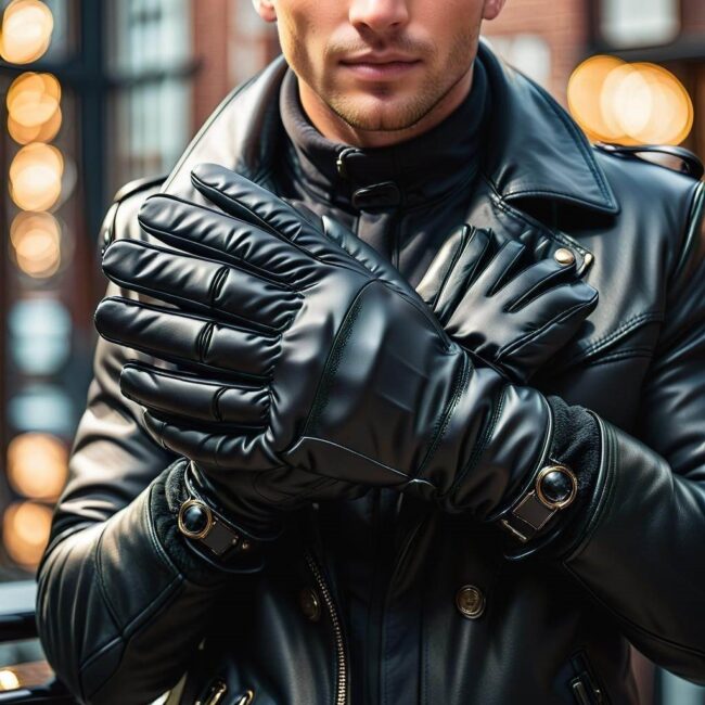 Męskie rękawiczki ze skóry czarne