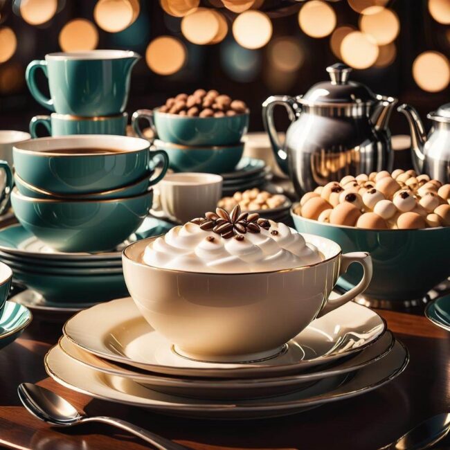 Naczynia ze złotymi wzorami