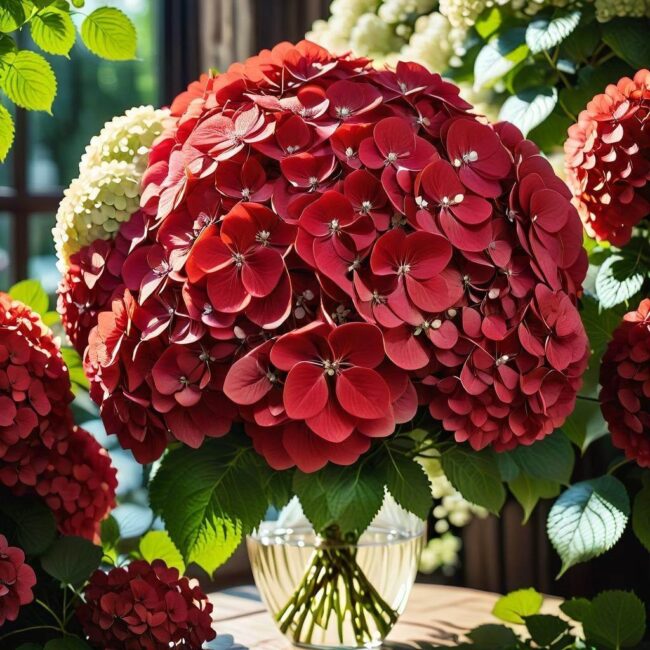 Najlepsze odmiany czerwonych hortensji bukietowych