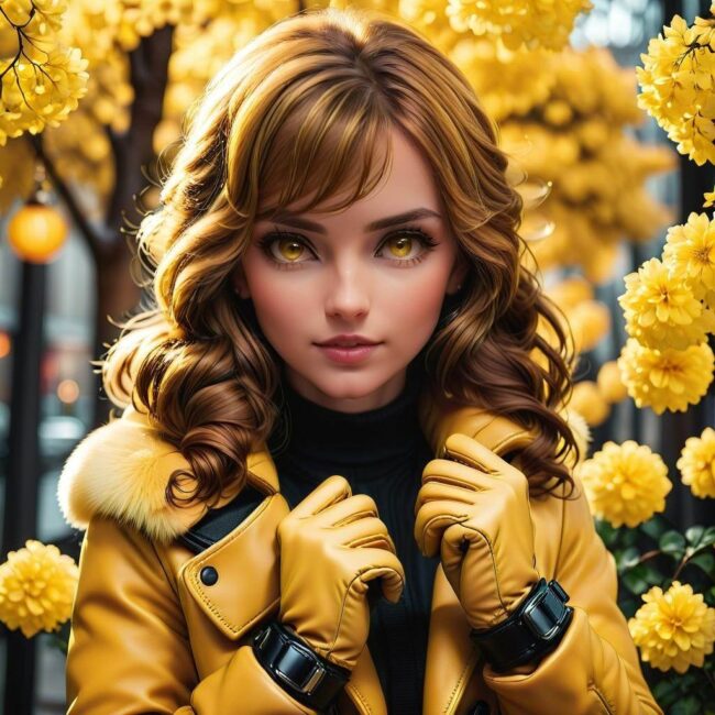 Rękawiczki damskie żółte skórzane