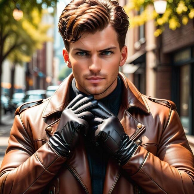 Rękawiczki męskie brązowe vintage