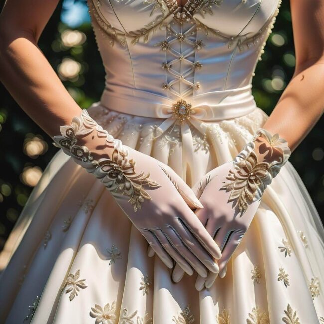 Rękawiczki ślubne długie na boho