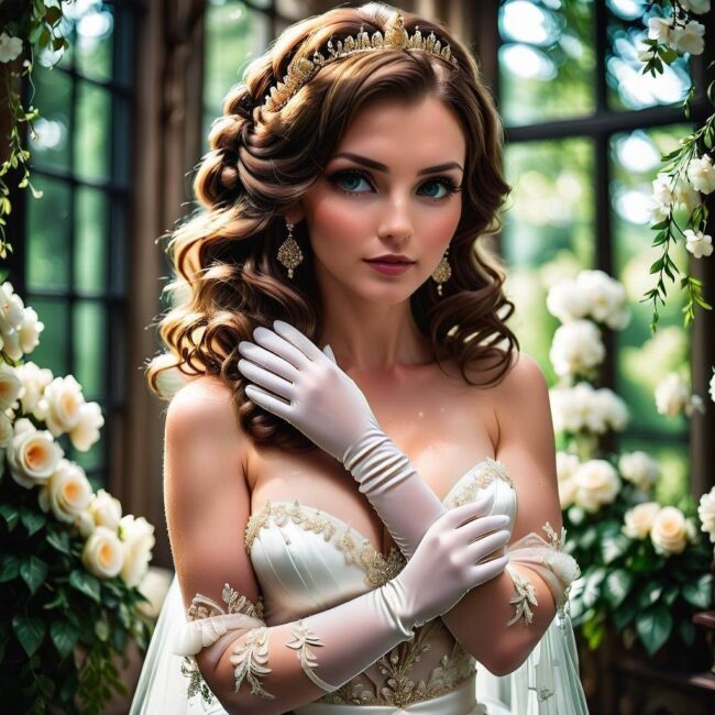 Rękawiczki ślubne długie satynowe