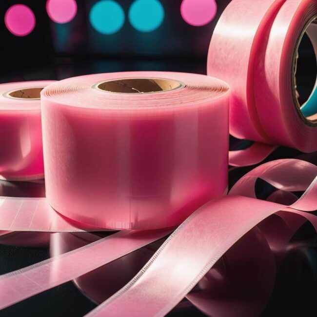 Różowa taśma klejąca w rolce