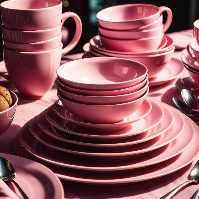 Różowa zastawa dla domu i ogrodu