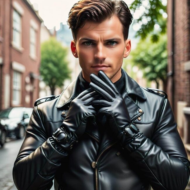 Skórzane rękawiczki męskie czarne na prezent