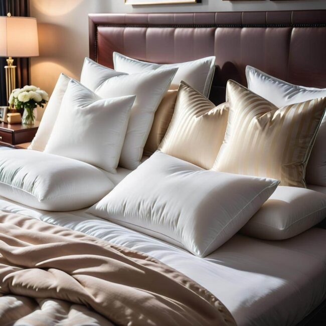 Stylowe ułożenie poduszek do sypialni