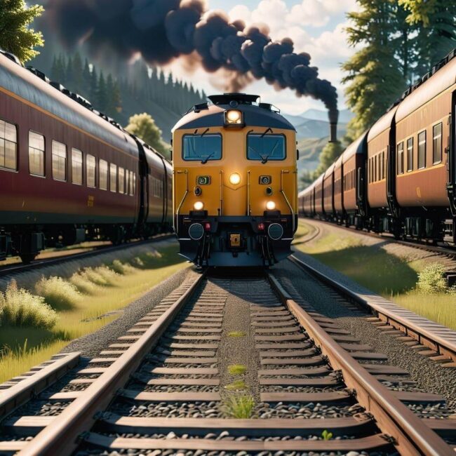 Symulator pociągu z różnymi typami wagonów