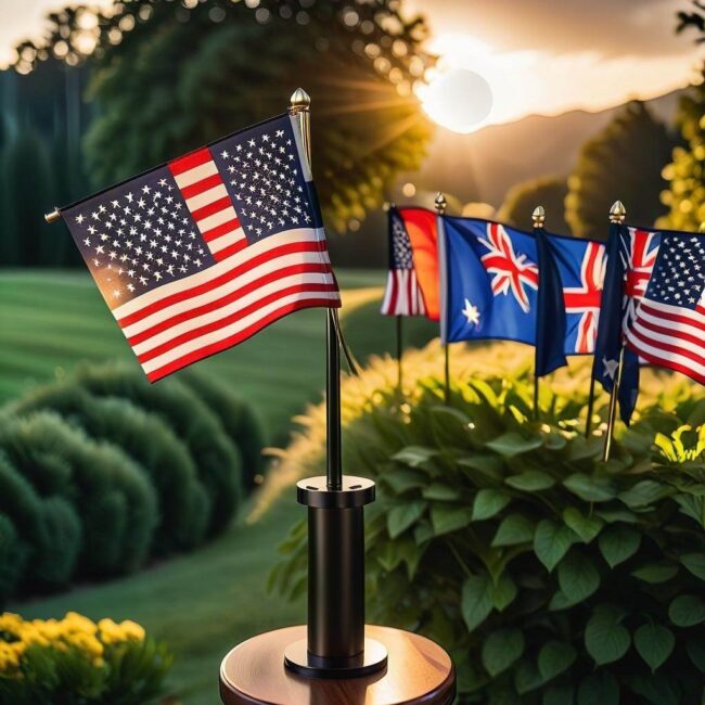 Uchwyt na flagę na tarasie restauracji