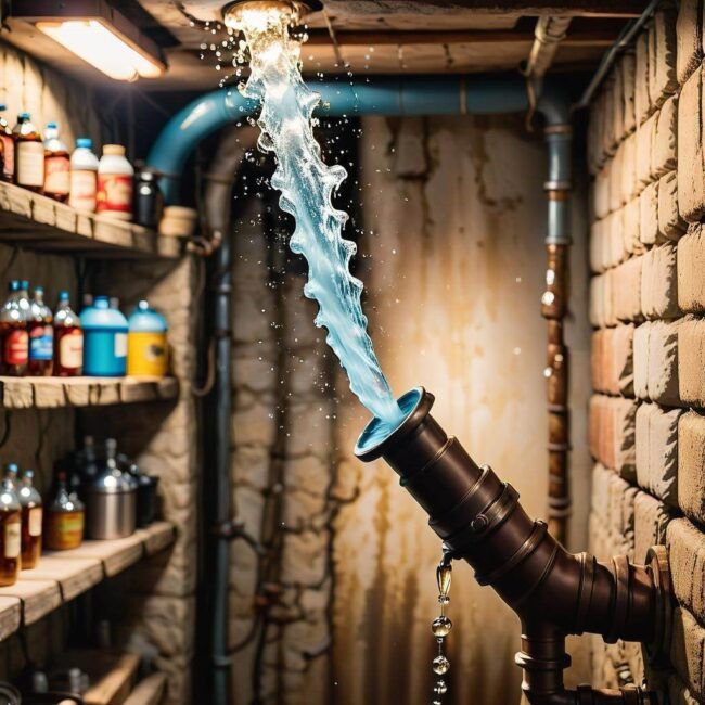 Wylewka na stropie piwnicy