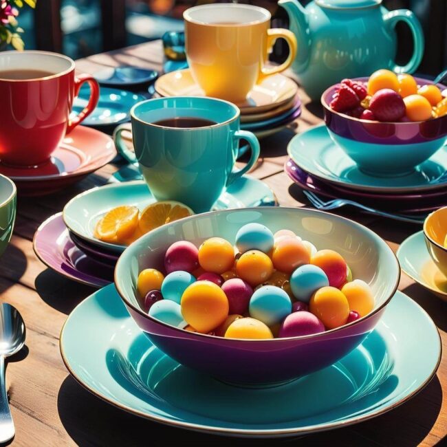 Zestaw obiadowy w pastelowych kolorach