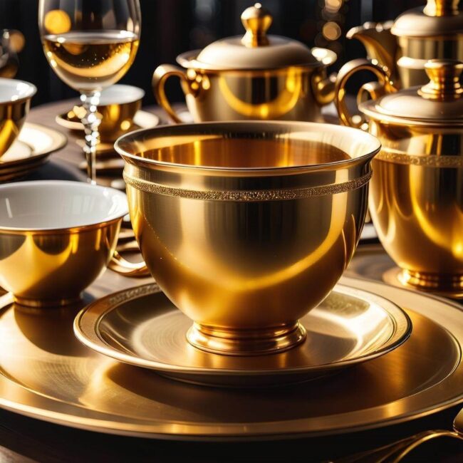 Złota zastawa stołowa szlifowanie