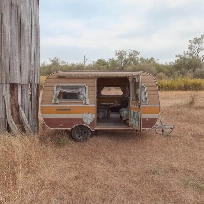 Przyczepa kempingowa z miejscem postojowym